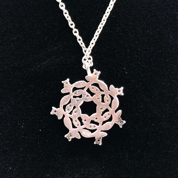 Talbots Sterling Silver Necklace w/ Leaf Vine Pendant CZ Cubic Zirconia Accents - Picture 4 of 8